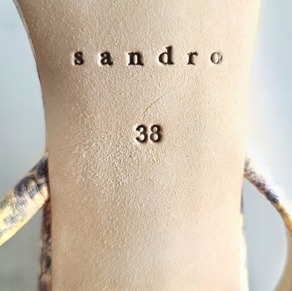 SANDRO Maeva Snake-Effect Leather Sandals, Size 8, Multicolor, NIB - Picture 10 of 12